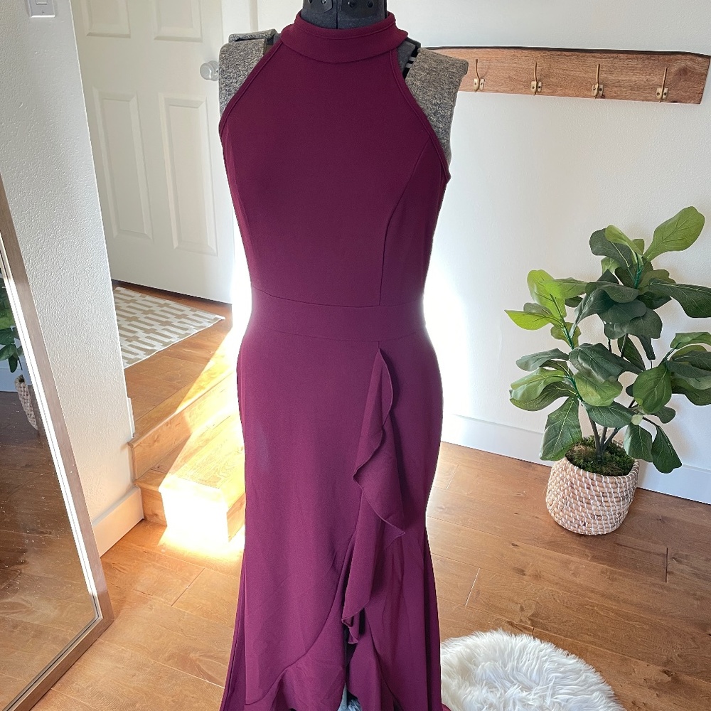 Formal high neck sleeveless dress